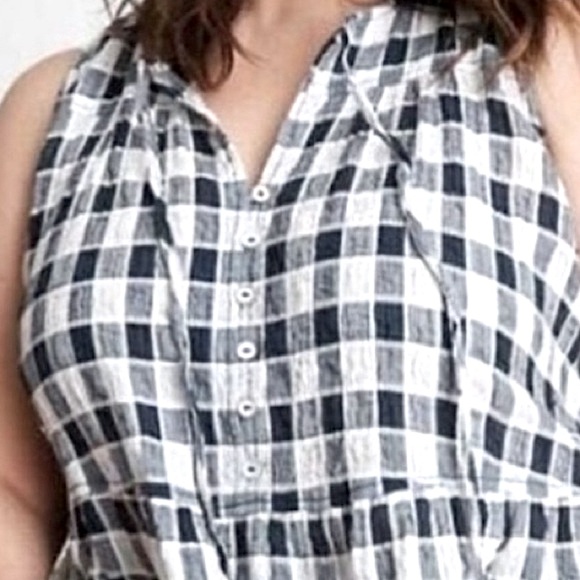 Anthropologie Pilcro & The Letterpress Sleeveless Tiered Gingham Seersucker Top - Picture 1 of 7